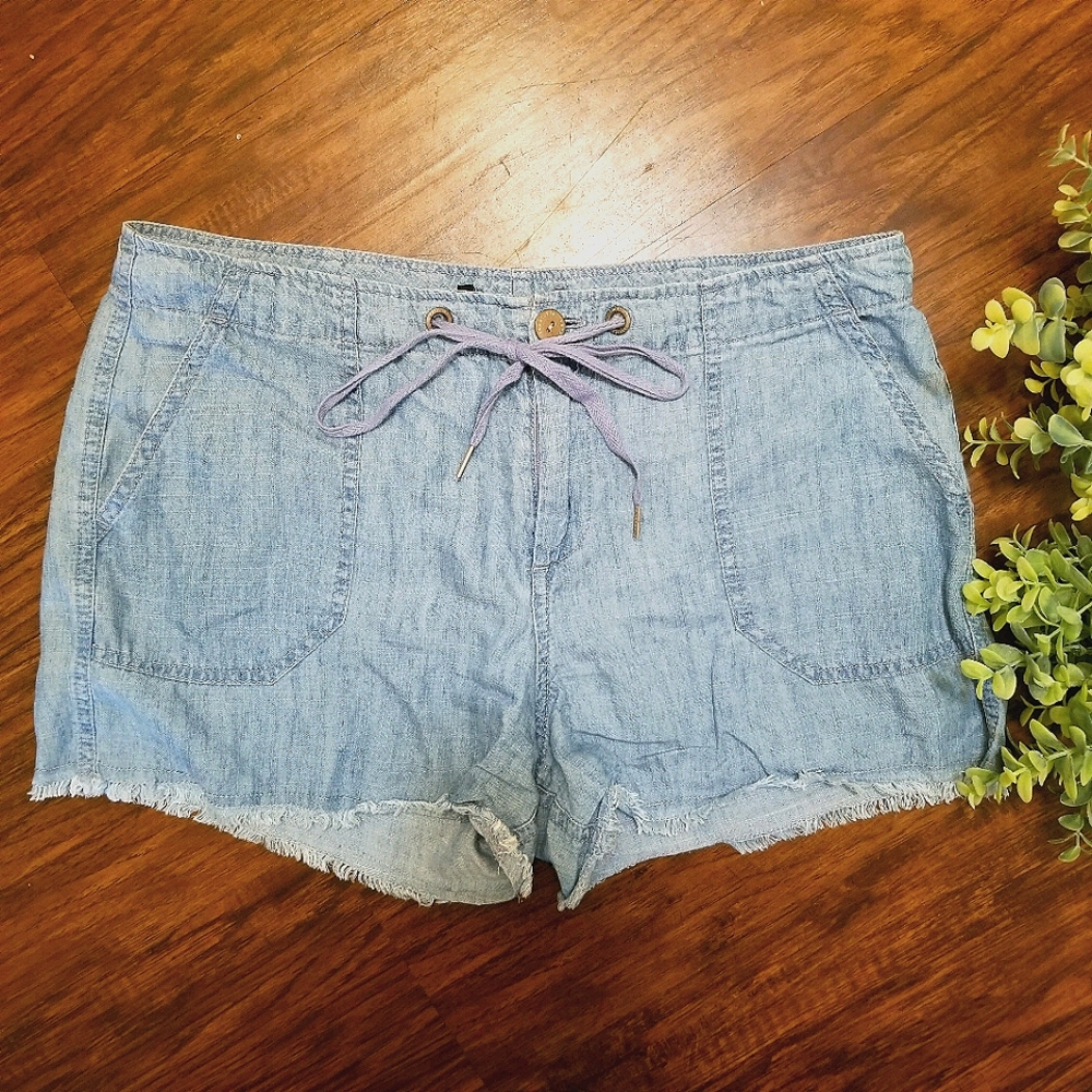 Blue Denim Tie Shorts